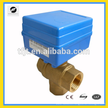 3 vías CWX-1.0B DN15 DC12V tipo T CR01 latón CR01 control de flujo de la válvula de agua eléctrica